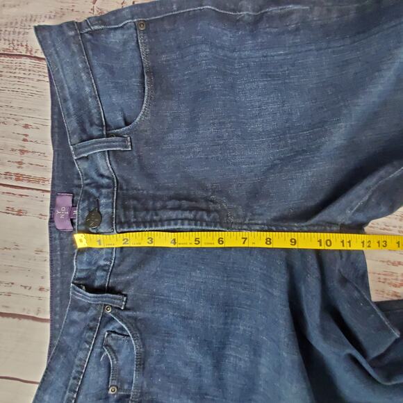 NYDJ Skinny Ankle Jeans 14 Ikat Floral Print Hem In Indigo Dark Wash Boho Casual - Picture 12 of 15